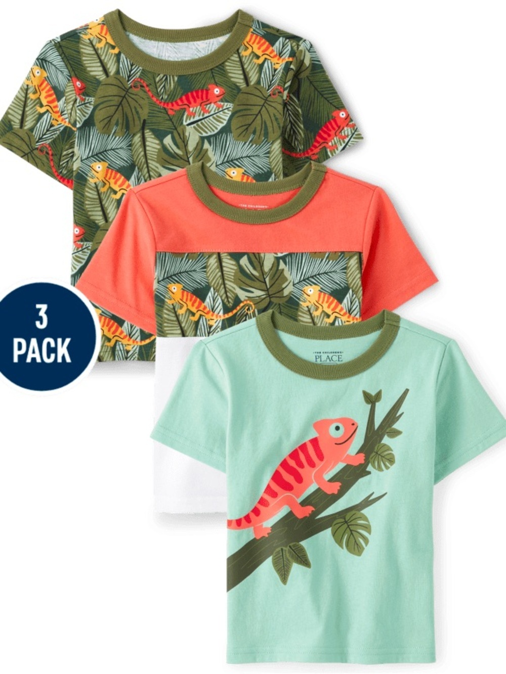The Children’s Place Toddler Boys Chameleon Top 3-Pack Multi 4T NWT IN PKG